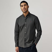 Load image into Gallery viewer, Charcoal Grey Stretch Oxford Long Sleeve Shirt
