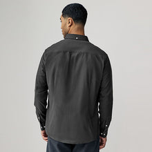 Load image into Gallery viewer, Charcoal Grey Stretch Oxford Long Sleeve Shirt
