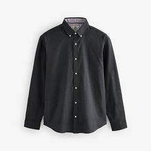 Load image into Gallery viewer, Charcoal Grey Stretch Oxford Long Sleeve Shirt
