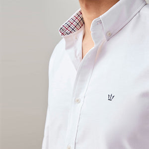White Stretch Oxford Long Sleeve Shirt