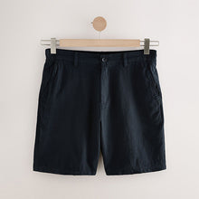 Load image into Gallery viewer, Black Linen Rich Elasticated Waist Chino Shorts
