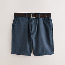 Load image into Gallery viewer, Navy Linen Cotton Chino Shorts with Belt Included
