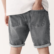 Load image into Gallery viewer, Grey Slim Fit Stretch Denim Shorts
