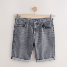 Load image into Gallery viewer, Grey Slim Fit Stretch Denim Shorts
