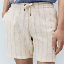 Load image into Gallery viewer, Ecru Textured Stripe Elasticated Waist Shorts
