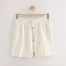 Load image into Gallery viewer, Ecru Textured Stripe Elasticated Waist Shorts
