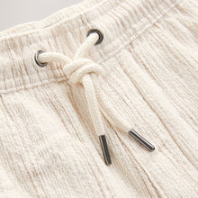 Load image into Gallery viewer, Ecru Textured Stripe Elasticated Waist Shorts

