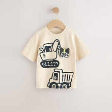 Load image into Gallery viewer, White Digger Interactive Pocket Short Sleeve Transport T-Shirt (3mths-6yrs)
