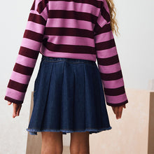 Load image into Gallery viewer, Dark Wash Denim Pleated Skirt (3-12yrs)
