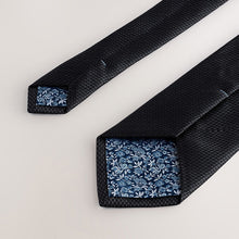 Load image into Gallery viewer, Black Textured Tie with Tie Clip
