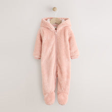 Load image into Gallery viewer, Pink Fleece Baby Pramsuit (0-18mths)
