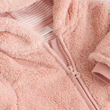 Load image into Gallery viewer, Pink Fleece Baby Pramsuit (0-18mths)
