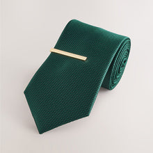 Load image into Gallery viewer, Green Textured Tie with Tie Clip
