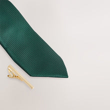 Load image into Gallery viewer, Green Textured Tie with Tie Clip
