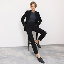 Load image into Gallery viewer, Black Slim Tailored Trousers With Wool
