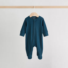 Load image into Gallery viewer, Blue 3 Pack Baby Two Way Zip Sleepsuits (0-18mths)
