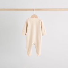 Load image into Gallery viewer, Beige Baby Two Way Zip Sleepsuits 3 Pack (0-18mths)
