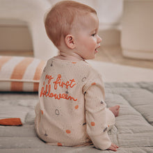 Load image into Gallery viewer, Ecru My First Halloween Two Way Zip Footless Baby Sleepsuit (0-18mths)

