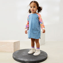 Load image into Gallery viewer, Pink Monster Raglan Denim Dress (3mths-6yrs)
