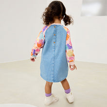 Load image into Gallery viewer, Pink Monster Raglan Denim Dress (3mths-6yrs)
