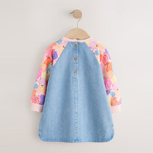 Load image into Gallery viewer, Pink Monster Raglan Denim Dress (3mths-6yrs)
