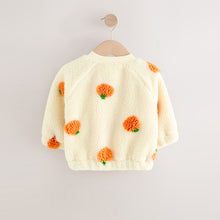 Load image into Gallery viewer, Cream Pumpkin Borg Fleece Bomber Jacket (3mths-6yrs)
