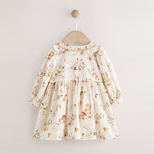 Load image into Gallery viewer, Cream Floral Print/Character Collar Baby Dress (0-18mths)
