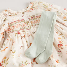 Load image into Gallery viewer, Cream Floral Print/Character Collar Baby Dress (0-18mths)
