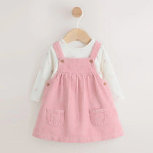 Load image into Gallery viewer, Pink Fairy Baby Cord Pinafore Dress and Long Sleeve Bodysuit 2 Piece Set (0-18mths)
