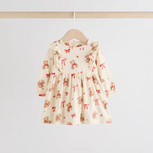 Load image into Gallery viewer, Cream Bear/ Red Cherry Gingham Baby Jersey Dresses 2 Pack (0-18mths)

