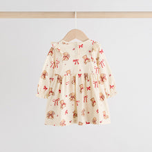 Load image into Gallery viewer, Cream Bear/ Red Cherry Gingham Baby Jersey Dresses 2 Pack (0-18mths)
