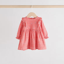 Load image into Gallery viewer, Cream Bear/ Red Cherry Gingham Baby Jersey Dresses 2 Pack (0-18mths)
