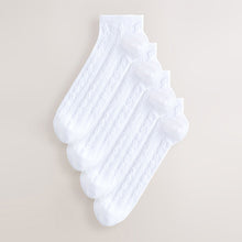 Load image into Gallery viewer, White Cable Trainer Socks 4 Pack
