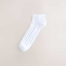 Load image into Gallery viewer, White Cable Trainer Socks 4 Pack
