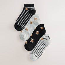 Load image into Gallery viewer, Monochrome Hamish the Highland Cow Invisible Socks 4 Pack
