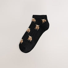 Load image into Gallery viewer, Monochrome Hamish the Highland Cow Invisible Socks 4 Pack
