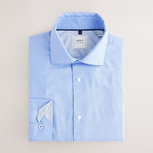 Load image into Gallery viewer, Blue Texture/Stripe Regular Fit Single Cuff Easy Care Smart Shirts 2 Pack
