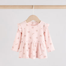 Load image into Gallery viewer, Pink Ditsy Baby Long Sleeve Frill Top And Leggings Set (0-18mths)
