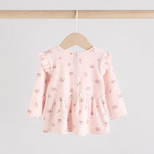 Load image into Gallery viewer, Pink Ditsy Baby Long Sleeve Frill Top And Leggings Set (0-18mths)
