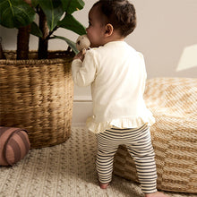 Load image into Gallery viewer, Cream Stripe Bunny Baby Long Sleeve Top and Leggings Set (0-18mths)
