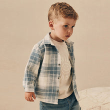 Load image into Gallery viewer, Blue Check Long Sleeve Shirt and T-Shirt Set (3mths-6yrs)

