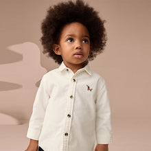 Load image into Gallery viewer, Ecru Long Sleeve Corduroy Character Shirt (3mths-6yrs)
