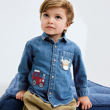 Load image into Gallery viewer, Blue Long Sleeve Denim Character Shirt (3mths-6yrs)
