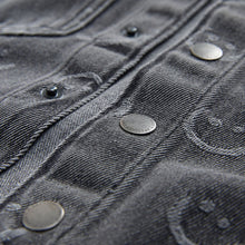 Load image into Gallery viewer, Grey Face Denim Hooded Overshirt (3mths-6yrs)
