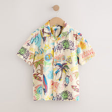 Load image into Gallery viewer, Ecru Graffitti Short Sleeve Printed Shirt (4-12yrs)
