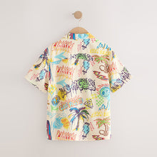 Load image into Gallery viewer, Ecru Graffitti Short Sleeve Printed Shirt (4-12yrs)
