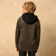 Load image into Gallery viewer, Khaki Green Corduroy Hooded Overshirt (3-12yrs)
