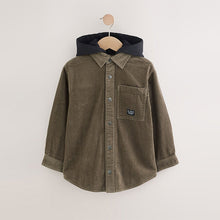 Load image into Gallery viewer, Khaki Green Corduroy Hooded Overshirt (3-12yrs)
