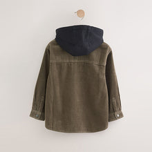 Load image into Gallery viewer, Khaki Green Corduroy Hooded Overshirt (3-12yrs)
