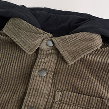 Load image into Gallery viewer, Khaki Green Corduroy Hooded Overshirt (3-12yrs)
